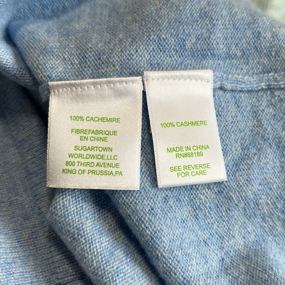 Lilly Pulitzer Brigitte Cashmere Sweater Bennet Blue Color Block Chevron Sz L - Picture 11 of 14